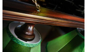 Лампа Классика 2 3пл. ясень (№4 ,бархат зеленый,бахрома желтая,фурнитура золото)