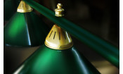 Лампа STARTBILLIARDS 5 пл. (плафоны зеленые,штанга хром,фурнитура золото)