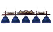 Лампа Император-Люкс 5пл. ясень (№4 ,бархат синий,бахрома синяя,фурнитура золото)