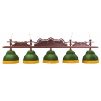 Лампа Император 5пл. клен (№11,бархат зеленый,бахрома желтая,фурнитура золото)
