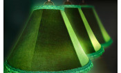 Лампа Классика 4 пл. металл (№2,бархат зеленый,бахрома желтая,фурнитура золото)