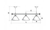 Лампа STARTBILLIARDS 3 пл. (плафоны хром,штанга медь,фурнитура золото)